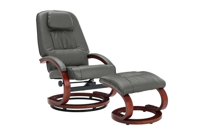 lænestol med fodskammel kunstlæder grå - Møbler - Stole & lænestole - Lænestole - Øreklapslænestol
