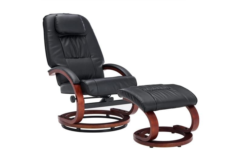 lænestol med fodskammel kunstlæder sort - Møbler - Stole & lænestole - Lænestole - Øreklapslænestol