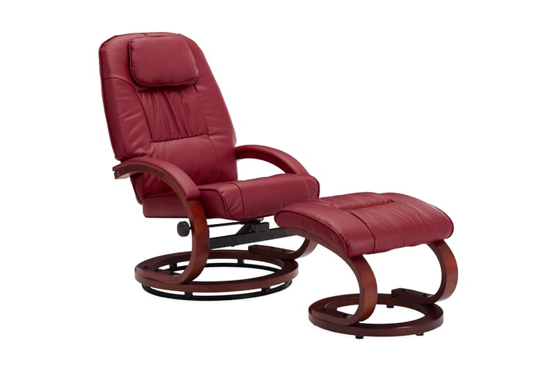 lænestol med fodskammel kunstlæder vinrød - Møbler - Stole & lænestole - Lænestole - Øreklapslænestol