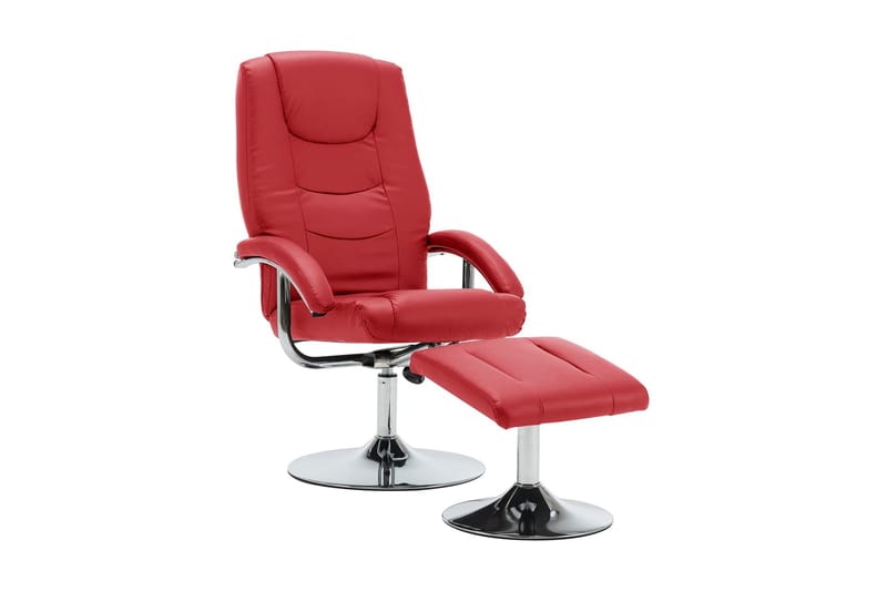 lænestol med fodskammel rød kunstlæder - Møbler - Stole & lænestole - Lænestole - Øreklapstol