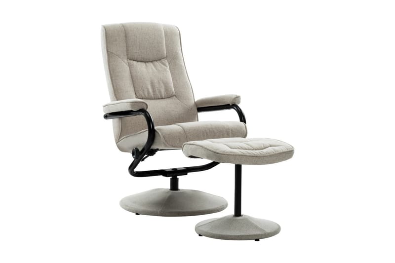 lænestol med fodskammel stof cremefarvet - Møbler - Stole & lænestole - Lænestole - Øreklapslænestol