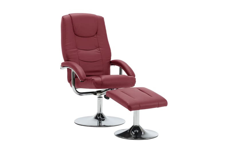 lænestol med fodskammel vinrød kunstlæder - Møbler - Stole & lænestole - Lænestole - Øreklapslænestol