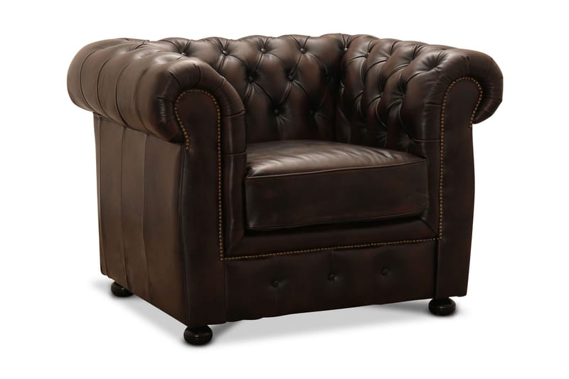 Birmingham lænestol - Lænestol læder / spalt brun - Møbler - Stole & lænestole - Lænestole - Chesterfield lænestole