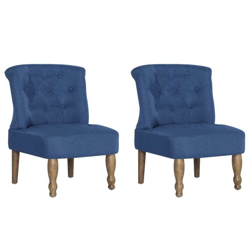 Franske Stole 2 Stk. Stof Blå - Blå - Møbler - Stole & lænestole - Lænestole - Lænestole uden armlæn
