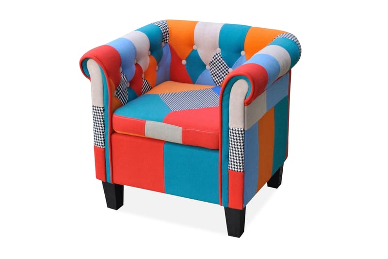 Lænestol Med Patchworkdesign Stof - Flerfarvet - Møbler - Stole & lænestole - Lænestole - Chesterfield lænestole