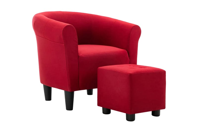 lænestol og fodskammel 2 dele stof vinrød - Møbler - Stole & lænestole - Lænestole - Klubstol