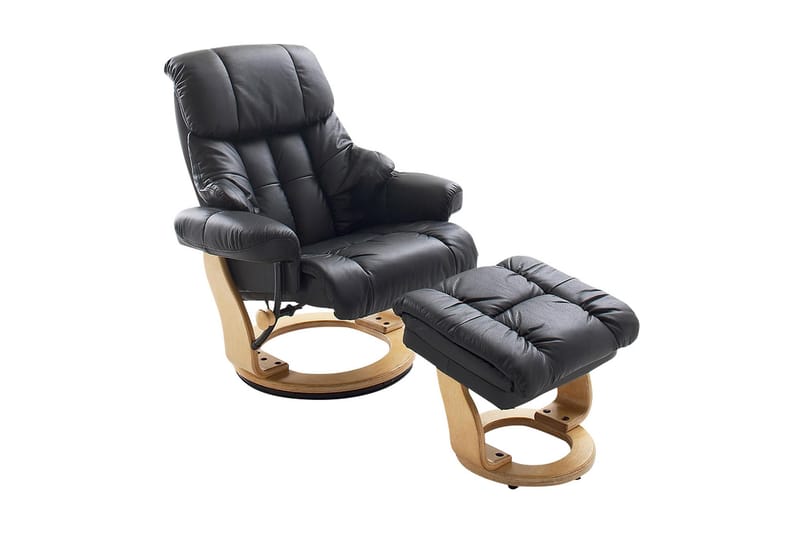 CALGARY Ramme Naturlig Plywood - Betræk læder/PVC Sort - Møbler - Stole & lænestole - Lænestole - Læderstol