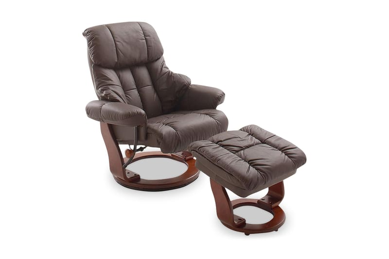 CALGARY Ramme Valnøddefarvet Plywood - Betræk læder/PVC Brun - Møbler - Stole & lænestole - Lænestole - Læderstol