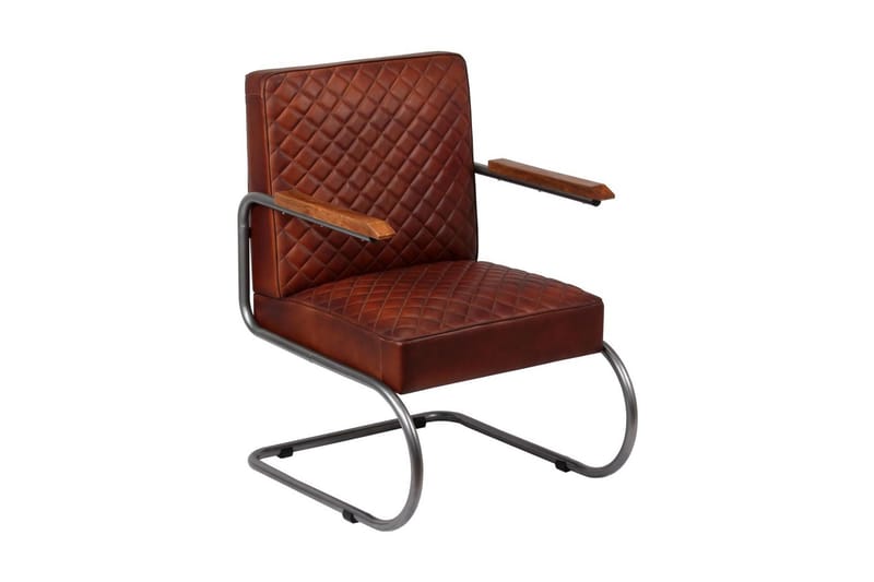 Lænestol Ægte Læder 63 X 75 X 88 Cm Mørkebrun - Brun - Møbler - Stole & lænestole - Lænestole - Læderstol