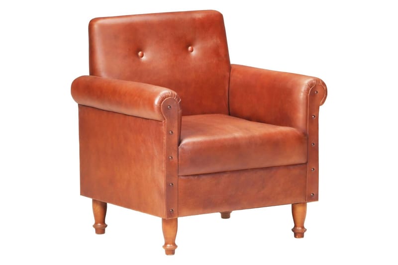 Lænestol ægte skind brun - Brun - Møbler - Stole & lænestole - Lænestole - Læderstol