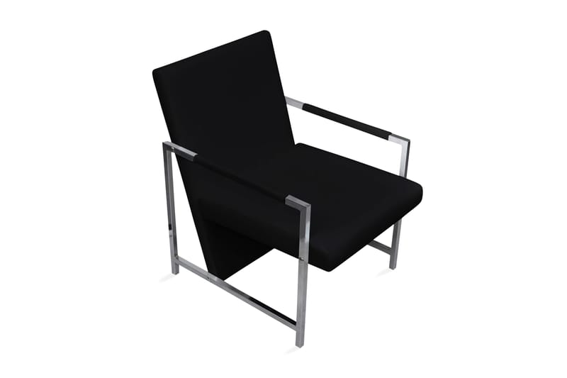 Lænestol 2 Stk. Med Forkromet Stel Kunstlæder Sort - Sort - Møbler - Stole & lænestole - Lænestole
