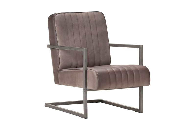 Lænestol med cantilever ægte læder rustik brun - Brun - Møbler - Stole & lænestole - Lænestole - Læderstol