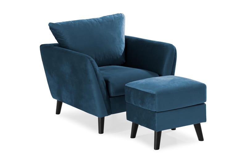 Trend Lænestol med Fodskammel - Midnatsblå Velour - Møbler - Stole & lænestole - Lænestole - Lænestol med fodskammel