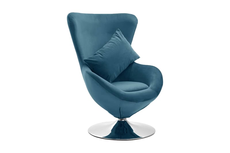 drejelig lænestol med hynde fløjl blå - Blå - Møbler - Stole & lænestole - Lænestole - Lænestol uden armlæn