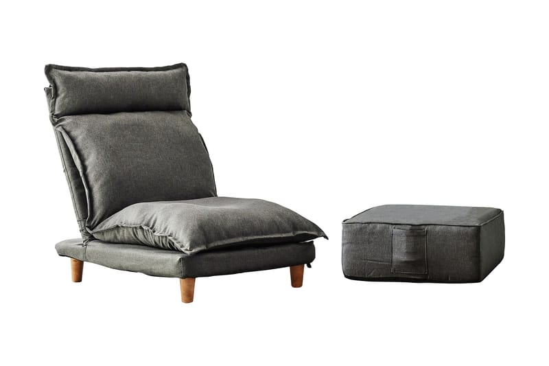 Gullebo Lænestol med Puf - Grå/Natur - Møbler - Stole & lænestole - Lænestole - Lænestole uden armlæn