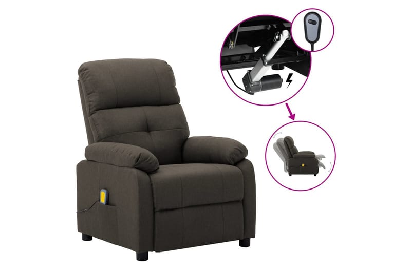 elektrisk massagestol stof gråbrun - Gråbrun - Møbler - Stole & lænestole - Lænestole - Massagestol