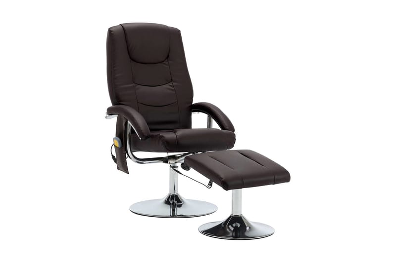 massagelænestol med fodskammel brun kunstlæder - Møbler - Stole & lænestole - Lænestole - Massagestol