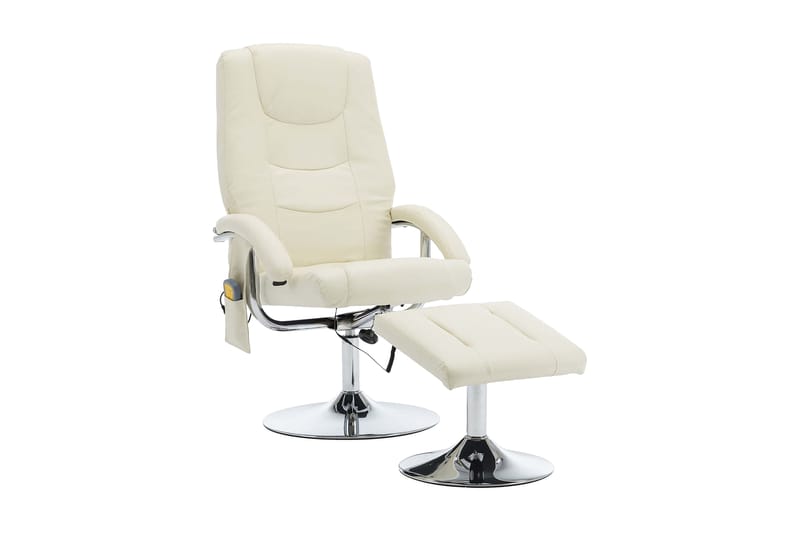 massagelænestol med fodskammel hvid og kunstlæder - Møbler - Stole & lænestole - Lænestole - Massagestol