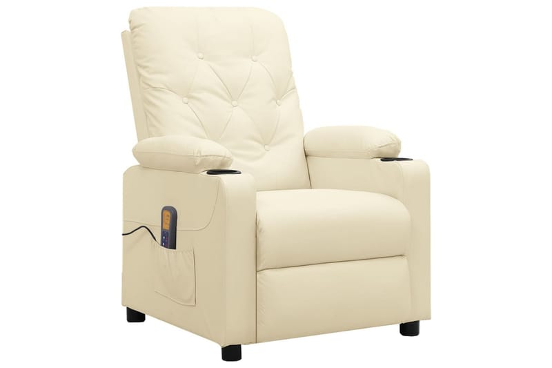 massagestol med løftefunktion kunstlæder cremefarvet - Creme - Møbler - Stole & lænestole - Lænestole - Massagestol