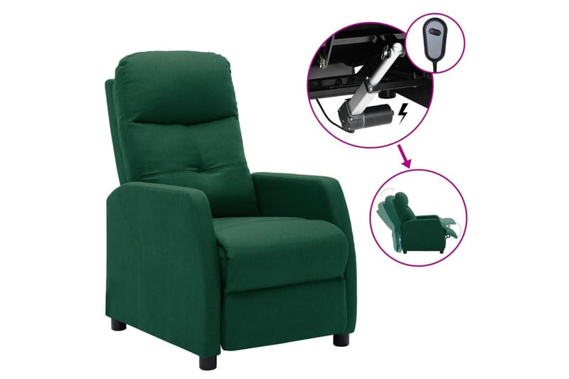 eldrevet lænestol stof mørkegrøn - Grøn - Møbler - Stole & lænestole - Lænestole - Recliner lænestol
