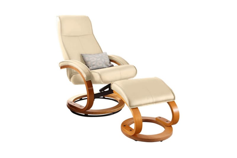Pasha Reclinerlænestol kunstlæder - Beige/træ - Møbler - Stole & lænestole - Lænestole - Recliner lænestol