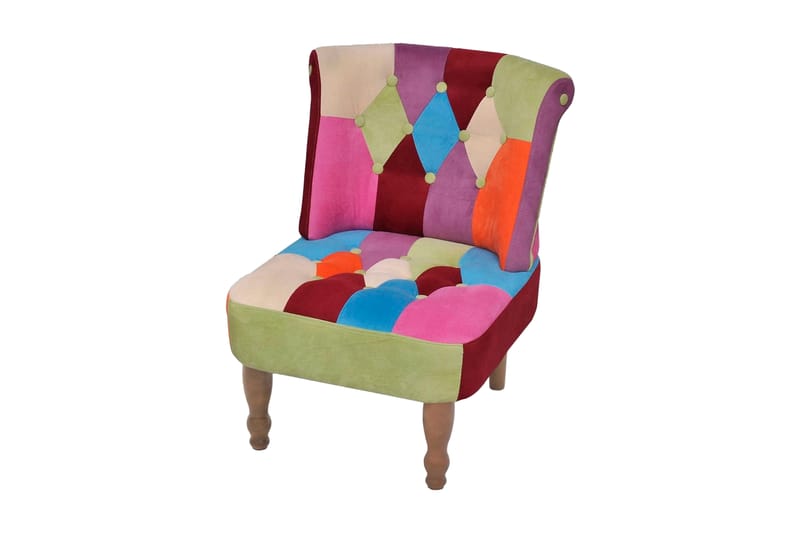 Fransk Stol 2 Stk. Med Patchworkdesign Uden Armlæn Stof - Flerfarvet - Møbler - Stole & lænestole - Lænestole