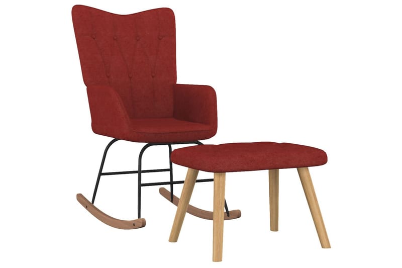 gyngestol med fodskammel stof vinrød - Hvid - Møbler - Stole & lænestole - Roterende stole