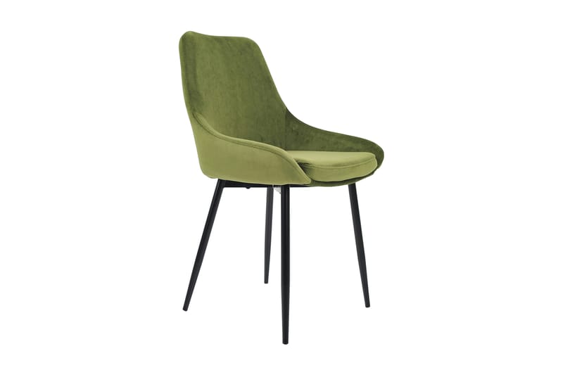 Delera Spisebordsstol Velour 4stk - Grøn/Sort - Møbler - Stole & lænestole - Spisebordsstole & køkkenstole
