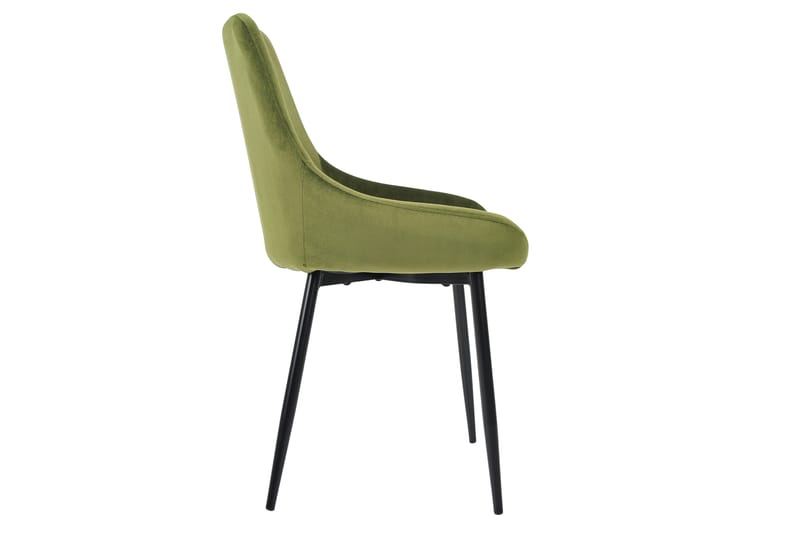 Delera Spisebordsstol Velour 4stk - Grøn/Sort - Møbler - Stole - Spisebordsstole & køkkenstole