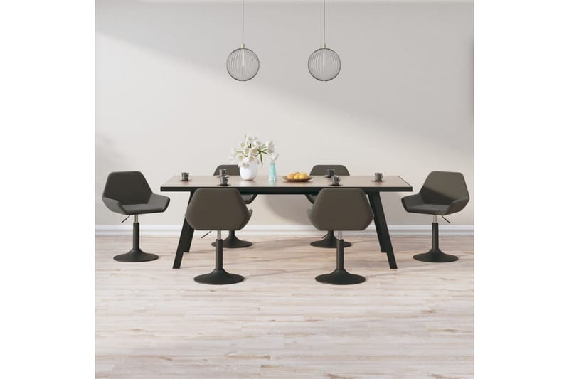 drejelige spisebordsstole 6 stk. fløjl mørkegrå - Grå - Møbler - Stole & lænestole - Spisebordsstole & køkkenstole