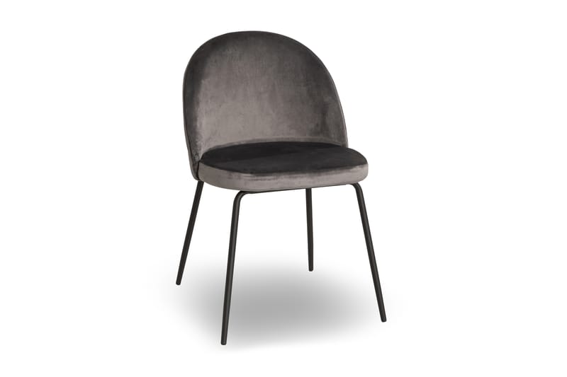 Felipe Spisebordsstol Velour - Grå/Sort - Møbler - Stole & lænestole - Spisebordsstole & køkkenstole