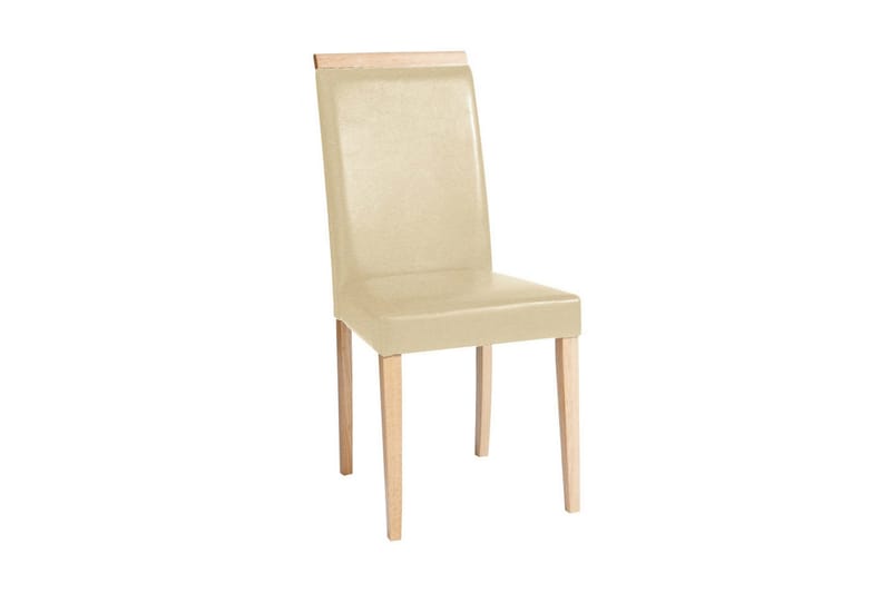 Femie spisebordsstol kunstlæder 2 stk. - Beige/træ - Møbler - Stole & lænestole - Spisebordsstole & køkkenstole