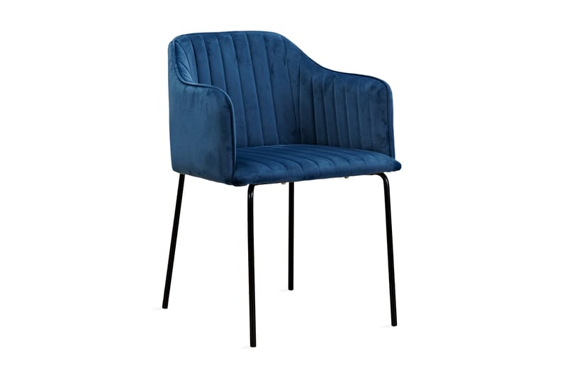 Keira Spisebordsstol Velour - Blå/Sort - Møbler - Stole - Spisebordsstole & køkkenstole