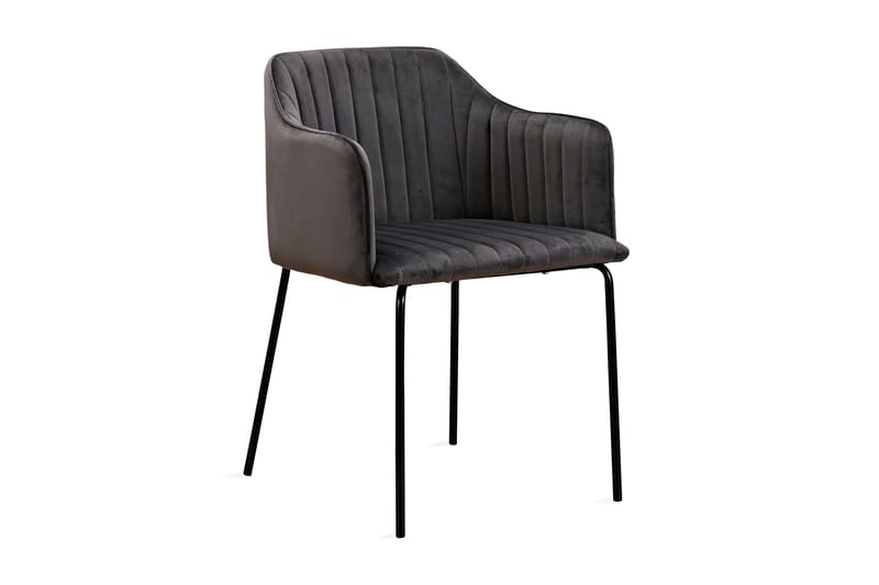 Keira Spisebordsstol Velour - Grå/Sort - Møbler - Stole & lænestole - Spisebordsstole & køkkenstole