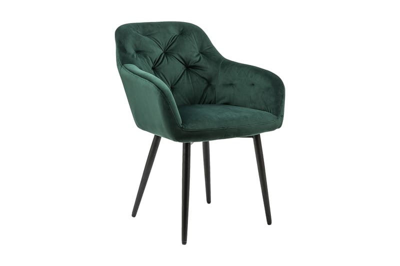 Lænestol grøn velour - Grøn - Møbler - Stole & lænestole - Spisebordsstole & køkkenstole