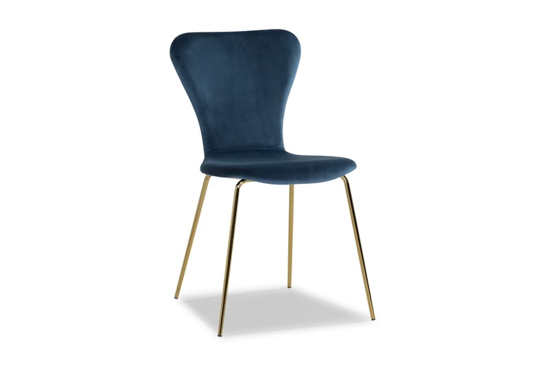 Perco Spisebordstol Velour - Blå/Messing - Møbler - Stole & lænestole - Spisebordsstole & køkkenstole