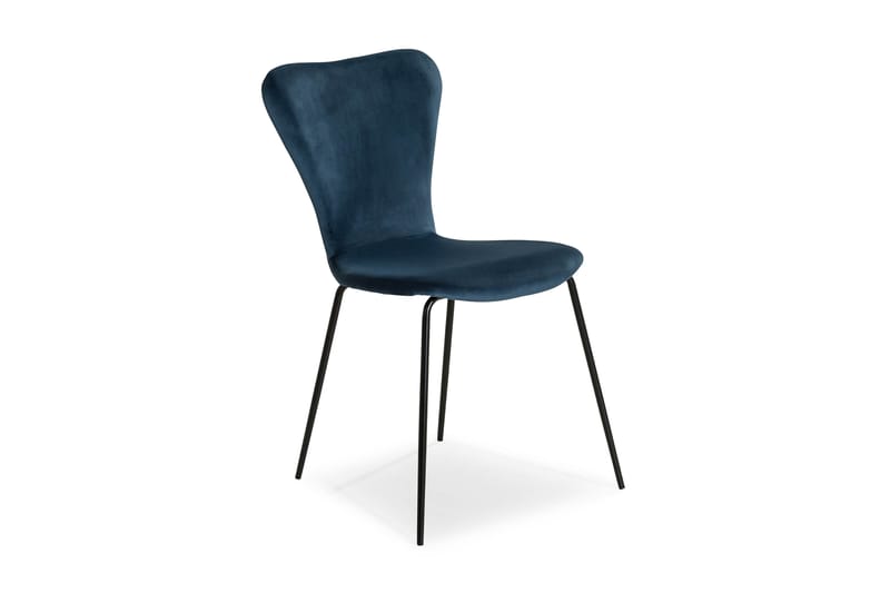 Perco Spisebordstol Velour - Blå/Sort - Møbler - Stole & lænestole - Spisebordsstole & køkkenstole