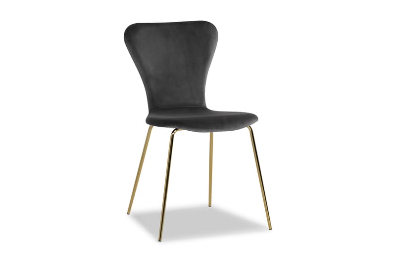 Perco Spisebordstol Velour - Grå/Messing - Møbler - Stole & lænestole - Spisebordsstole & køkkenstole