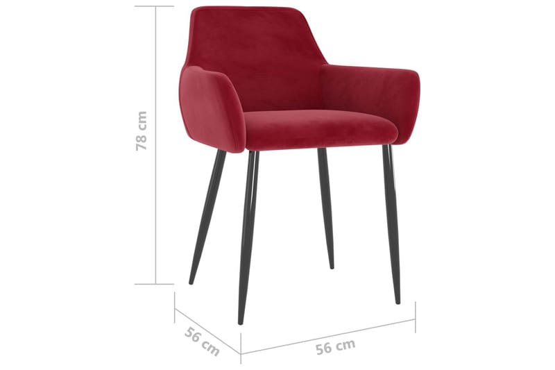 spisebordsstole 2 stk. fløjl vinrød - Rød - Møbler - Stole & lænestole - Spisebordsstole & køkkenstole
