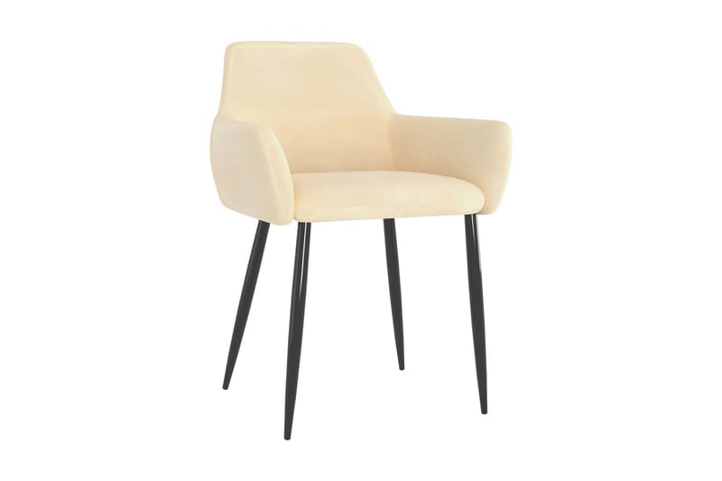 spisebordsstole 4 stk. fløjl cremefarvet - Creme - Møbler - Stole - Spisebordsstole & køkkenstole