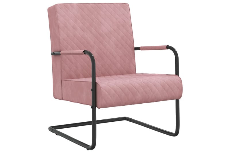stol med cantilever fløjl lyserød - Lyserød - Møbler - Stole - Spisebordsstole & køkkenstole