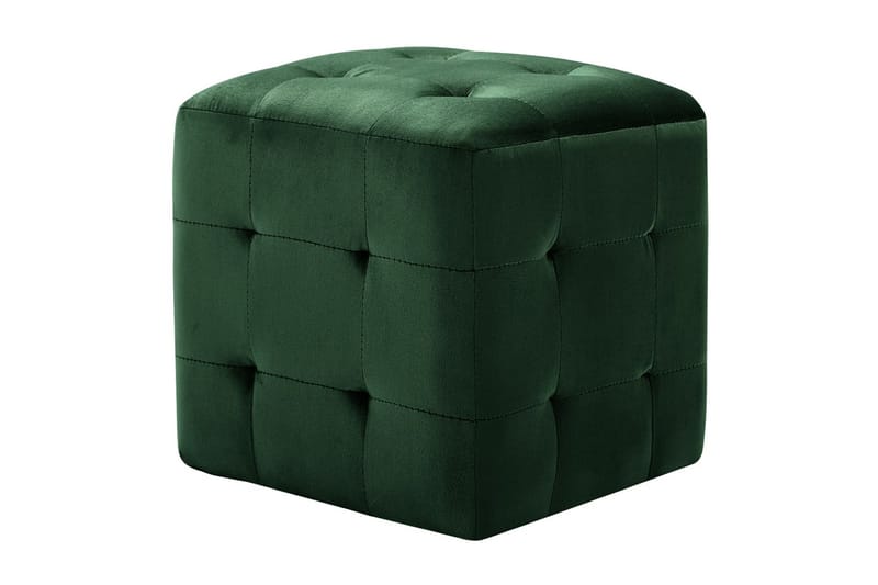 Puf 2 stk. 30 x 30 x 30 cm fløjlsstof grøn - Grøn - Møbler - Stole & lænestole - Taburet & skammel - Ottoman