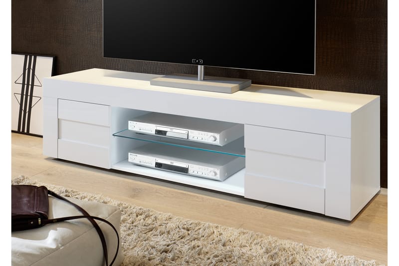 Easy TV-bord 180 cm - Hvid Højglanslak/Beton - Møbler - TV borde & mediemøbler - TV-borde