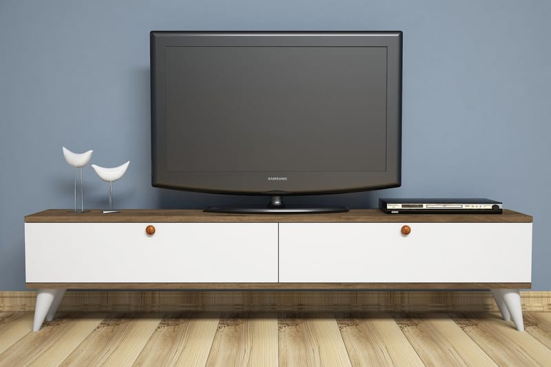 Gersby TV-Bord 160 cm - Hvid/brun - Møbler - TV borde & mediemøbler - TV-borde