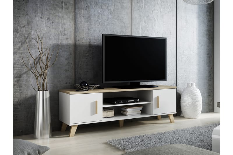 Kardos TV-bord 160 cm - Hvid/Eg - Møbler - TV borde & mediemøbler - TV-borde