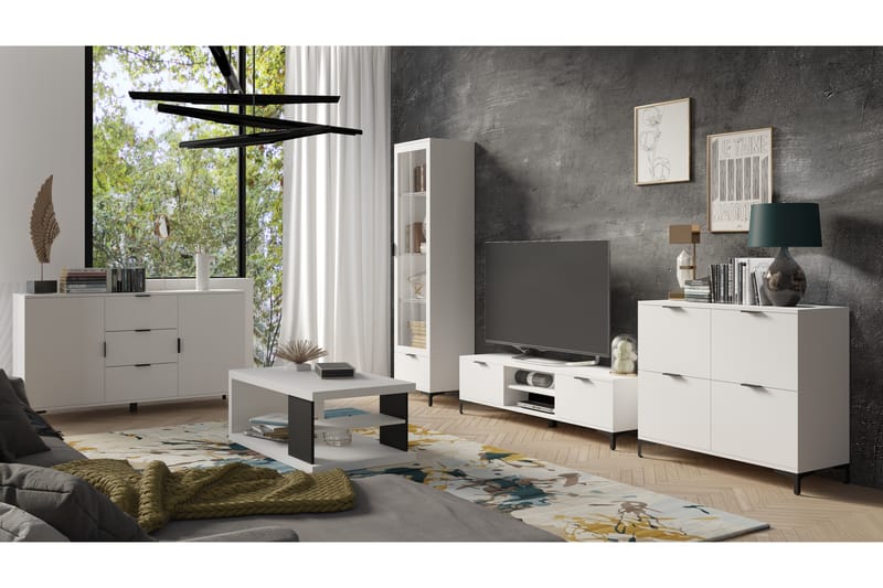 Leneas TV-Bord 150 cm med 2 Skuffer - Hvid - Møbler - TV borde & mediemøbler - TV-borde