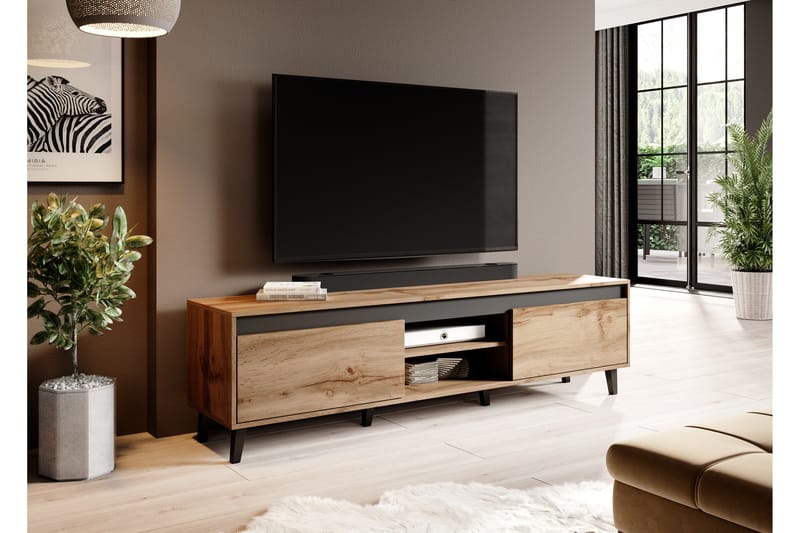 Nodiya II TV-Bord 170x38x48 cm - Egetræsfarvet/Antracit - Møbler - TV-Borde & Mediemøbler - TV-borde