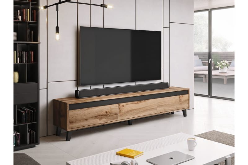 Nodiya TV-Bord 185x38x42 cm - Egetræsfarvet/Antracit - Møbler - TV borde & mediemøbler - TV-borde