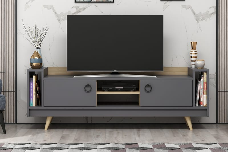 Opelika TV-bord 160 cm - Natur/Antracit - Møbler - TV-Borde & Mediemøbler - TV-borde