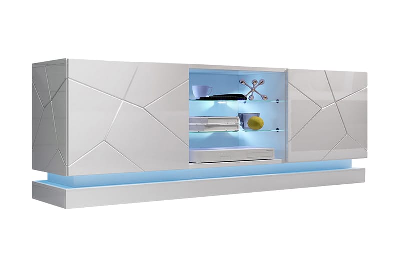 Qiu TV-Bord 40x160 cm LED-belysning - Hvid/Højglans - Møbler - TV borde & mediemøbler - TV-borde